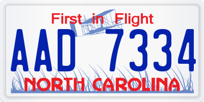 NC license plate AAD7334