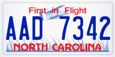 NC license plate AAD7342