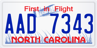 NC license plate AAD7343