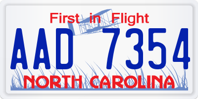 NC license plate AAD7354