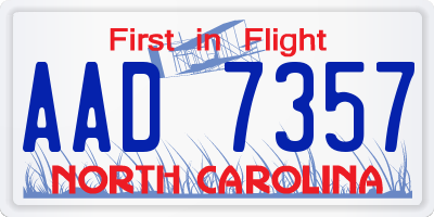 NC license plate AAD7357