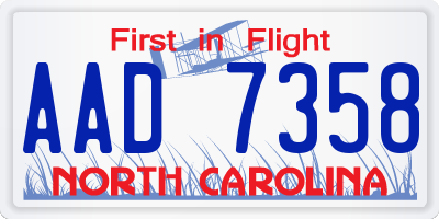 NC license plate AAD7358