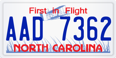 NC license plate AAD7362