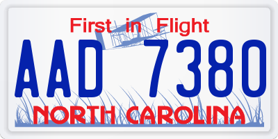 NC license plate AAD7380