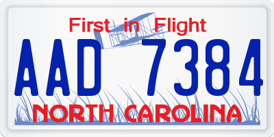 NC license plate AAD7384