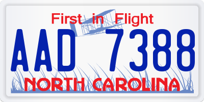 NC license plate AAD7388