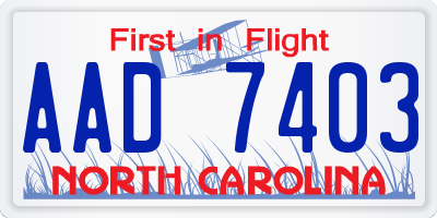 NC license plate AAD7403