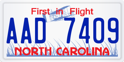 NC license plate AAD7409