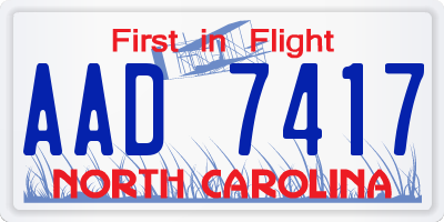 NC license plate AAD7417