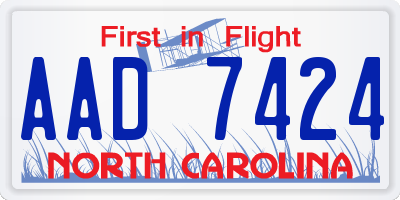 NC license plate AAD7424