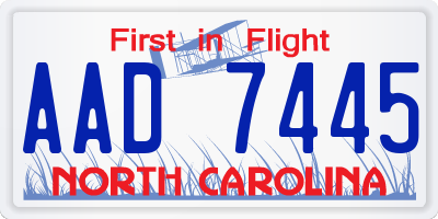 NC license plate AAD7445