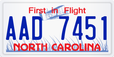 NC license plate AAD7451