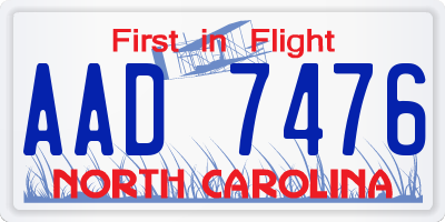 NC license plate AAD7476