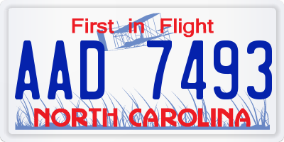 NC license plate AAD7493