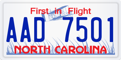 NC license plate AAD7501