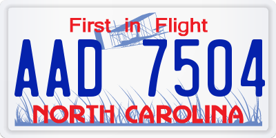 NC license plate AAD7504