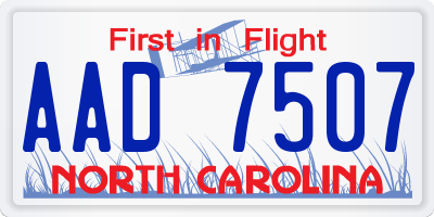 NC license plate AAD7507