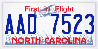 NC license plate AAD7523