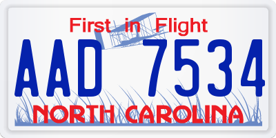 NC license plate AAD7534