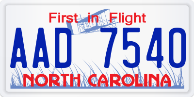 NC license plate AAD7540