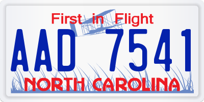 NC license plate AAD7541