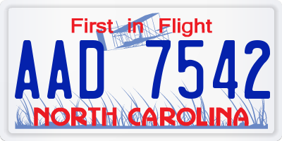 NC license plate AAD7542