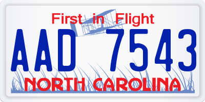 NC license plate AAD7543