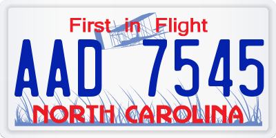 NC license plate AAD7545