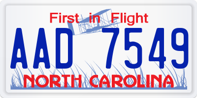 NC license plate AAD7549