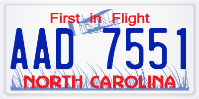 NC license plate AAD7551