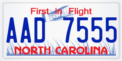 NC license plate AAD7555