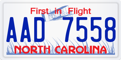 NC license plate AAD7558