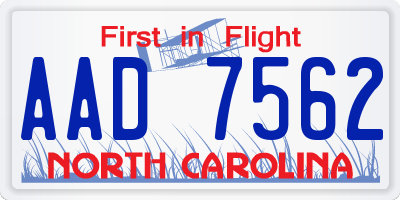NC license plate AAD7562