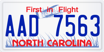 NC license plate AAD7563