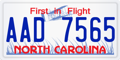 NC license plate AAD7565