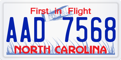 NC license plate AAD7568