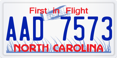 NC license plate AAD7573