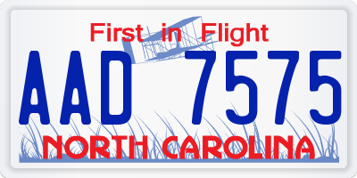 NC license plate AAD7575