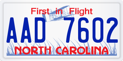 NC license plate AAD7602