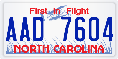 NC license plate AAD7604