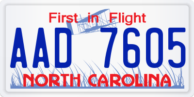 NC license plate AAD7605