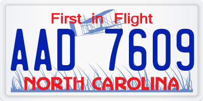 NC license plate AAD7609