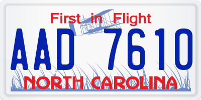 NC license plate AAD7610