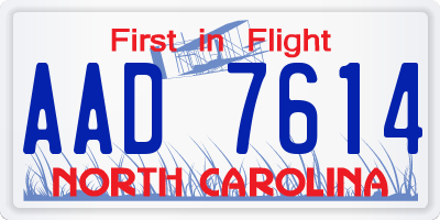 NC license plate AAD7614