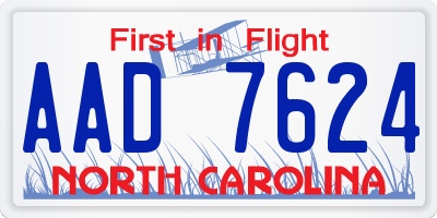 NC license plate AAD7624