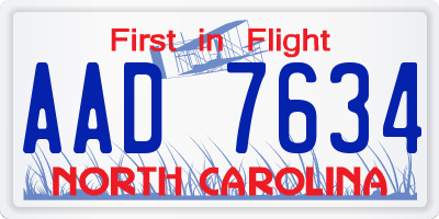 NC license plate AAD7634