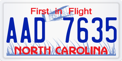 NC license plate AAD7635