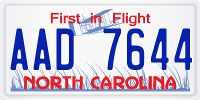 NC license plate AAD7644