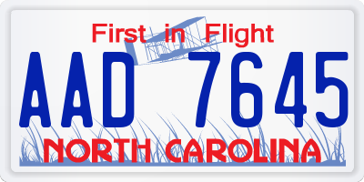 NC license plate AAD7645