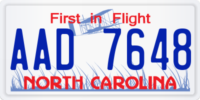 NC license plate AAD7648